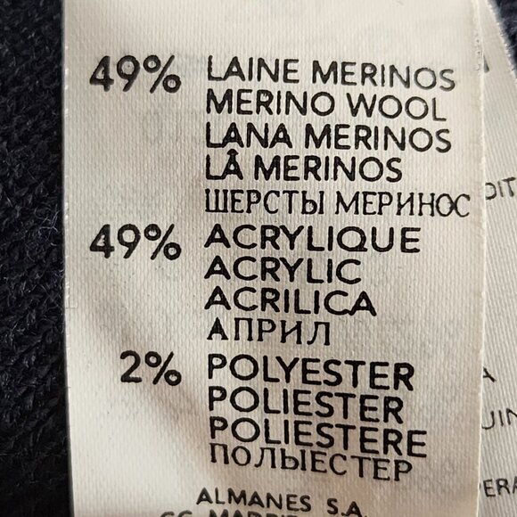 Alain Manoukian Navy Gold Stripe 49% Merino Wool Knit Sweater - Picture 7 of 8